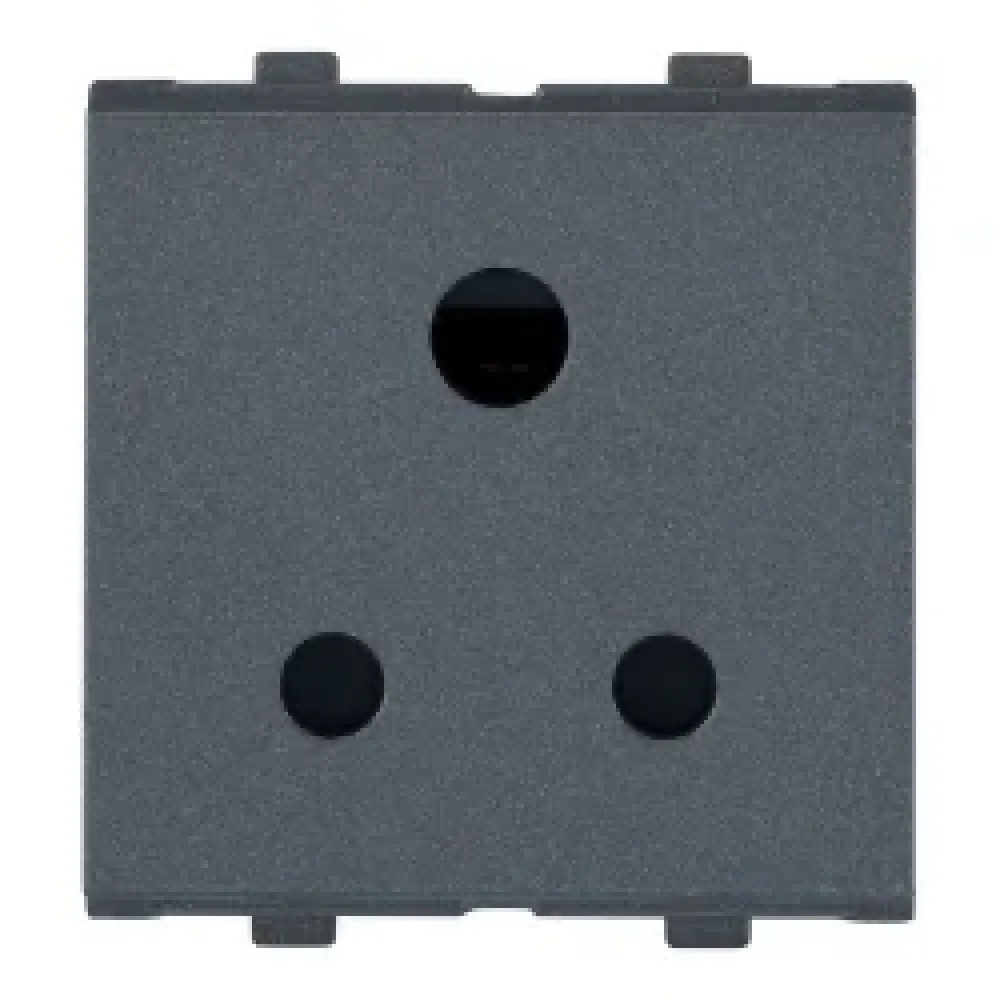 6A 3Pin Round Socket without Shutter| 2 Module | Anchor | Zava
