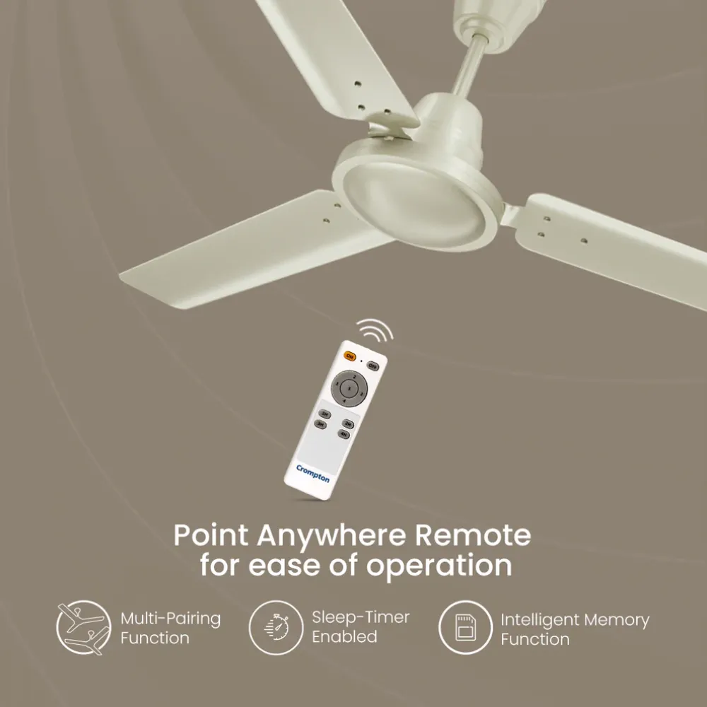 Energion High Speed Ceiling Fan | 1200mm BLDC  | Remote Control | Crompton