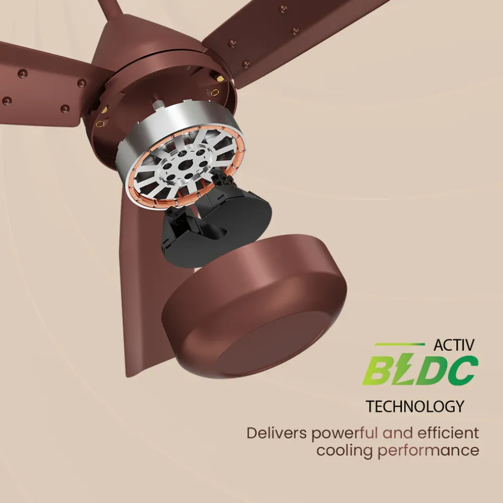 Energion Cromair Ceiling Fan | 1200mm BLDC | Brown | Crompton