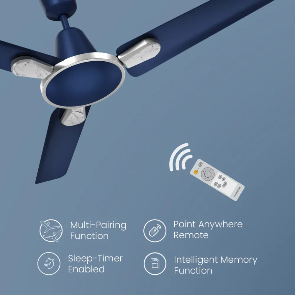 Energion Stylus Smart  Ceiling Fan | 1200mm BLDC |Blue | Remote Control | Crompton