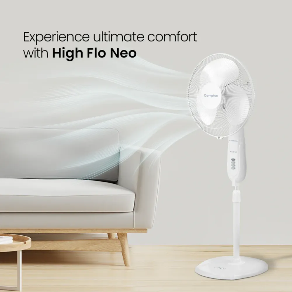 Hiflo Neo PF Pedestal Fan | 400mm | White | Crompton