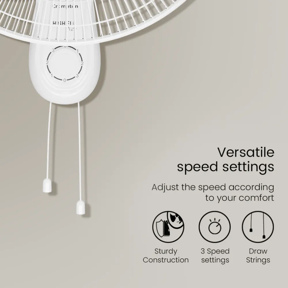 Hiflo Neo Wall Mounted Fan | 400mm | Crompton