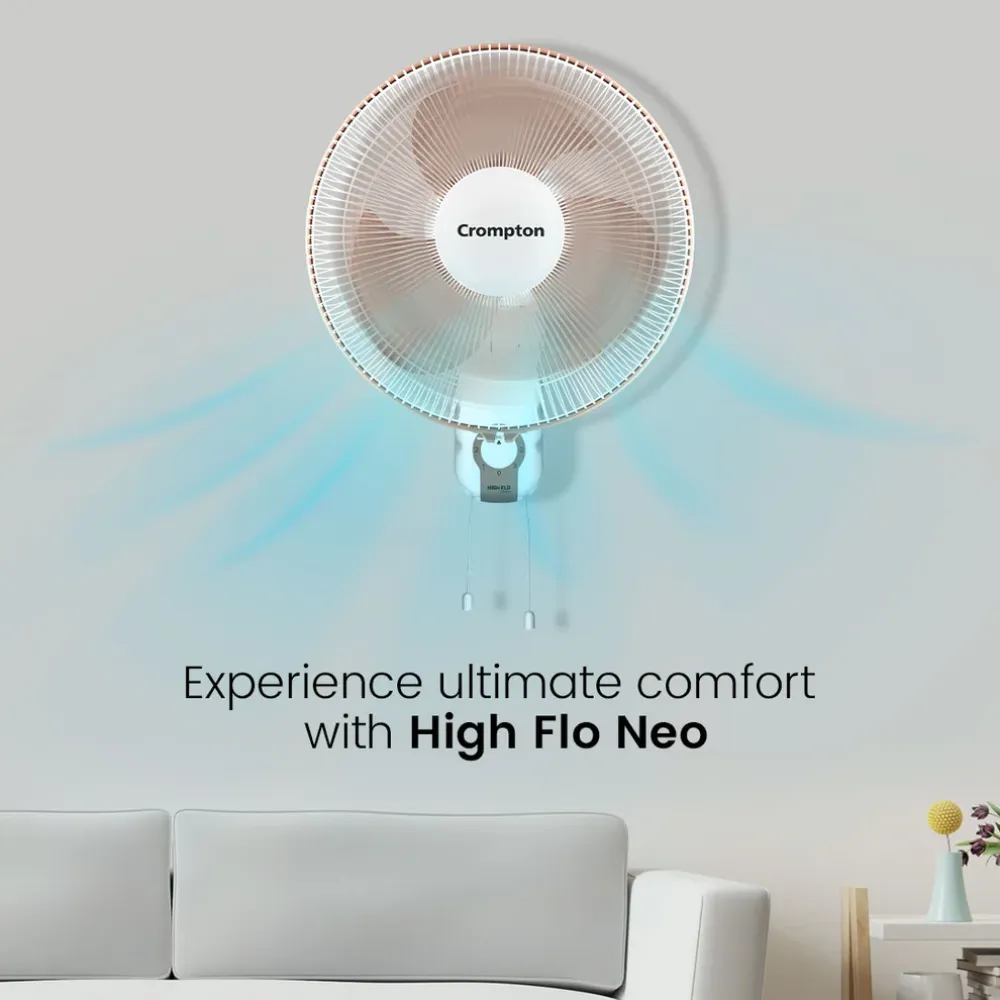 Hiflo Neo Wall Mounted Fan| 300mm | Coffee Brown | Crompton