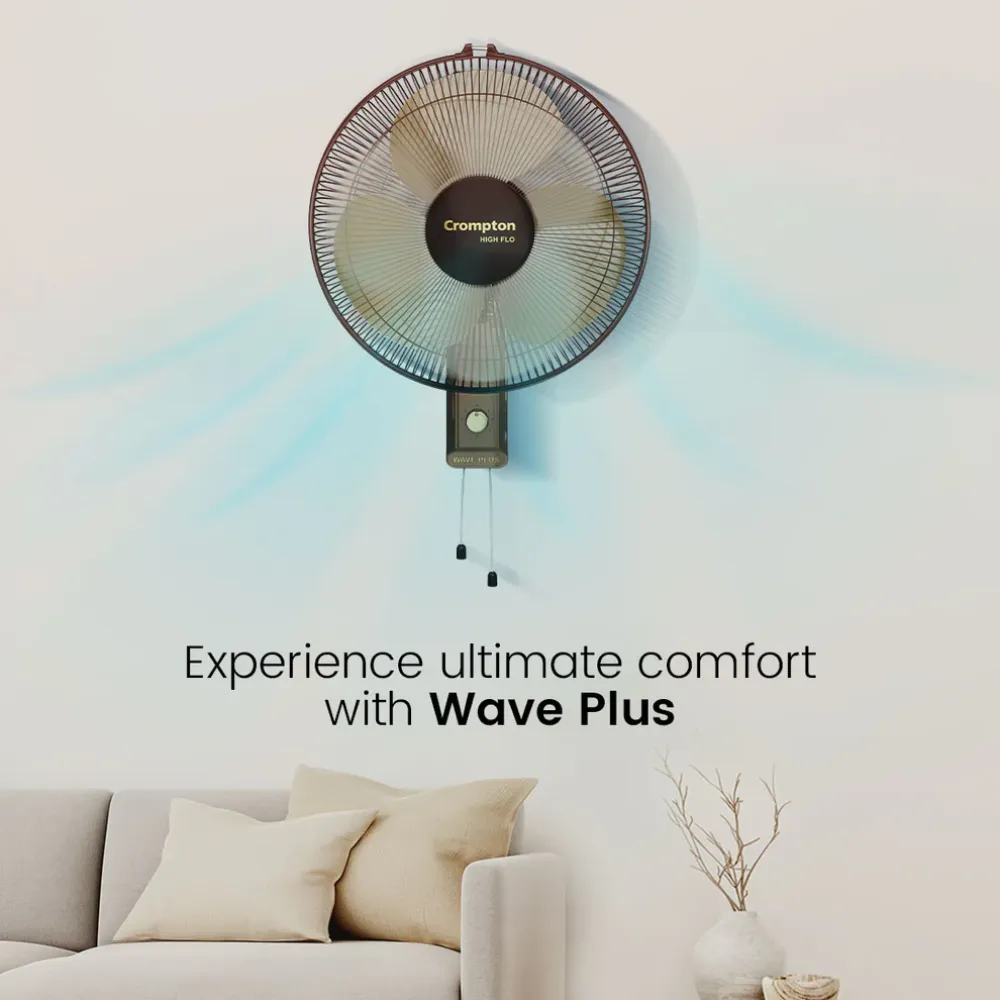 Hiflo Wave Plus Wall Mounted Fan | 400mm | Crompton