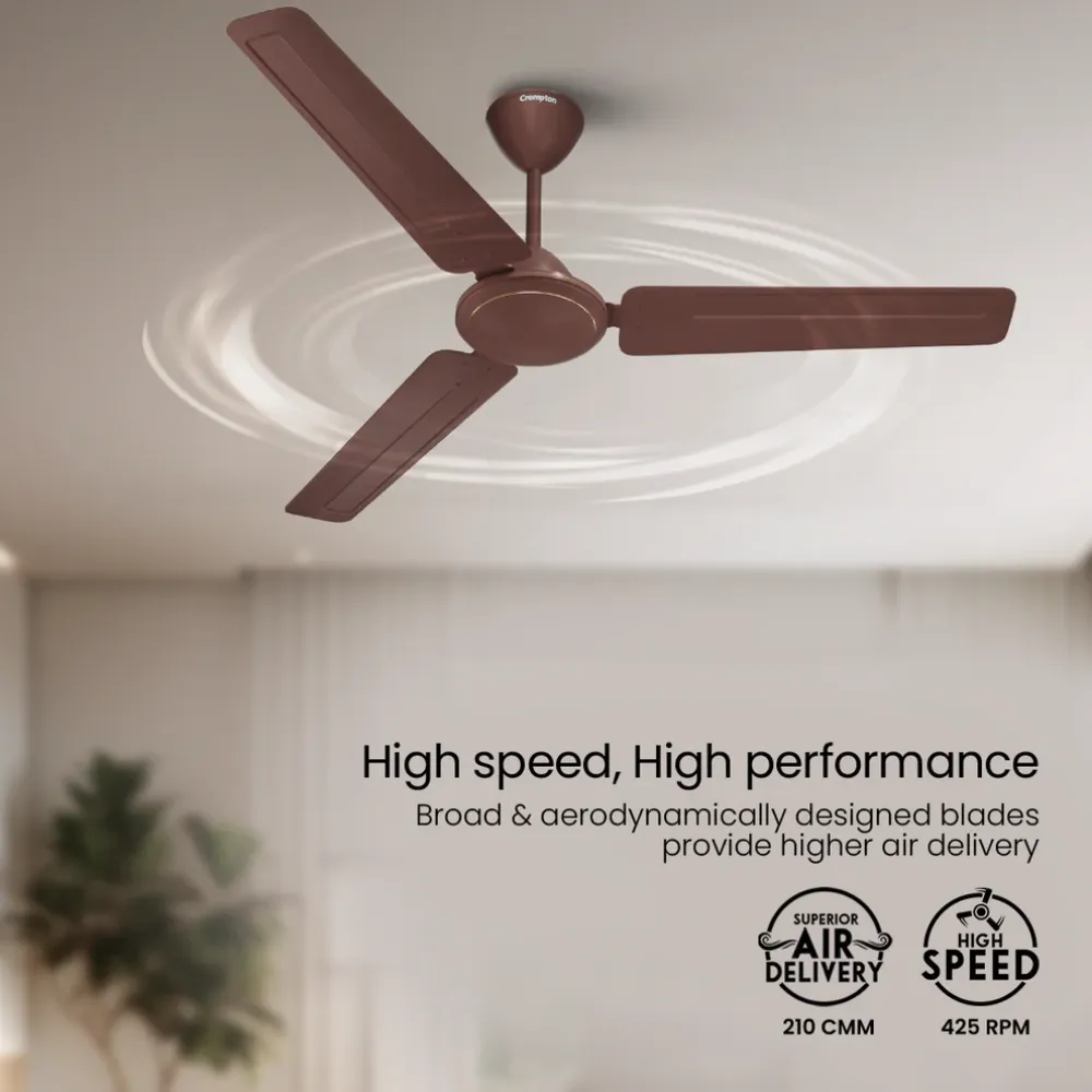High Speed Dasher Ceiling Fan | 1400mm | Brown | Crompton