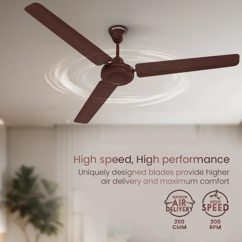 High Speed HS Ceiling Fan | 1400mm | Brown | Crompton