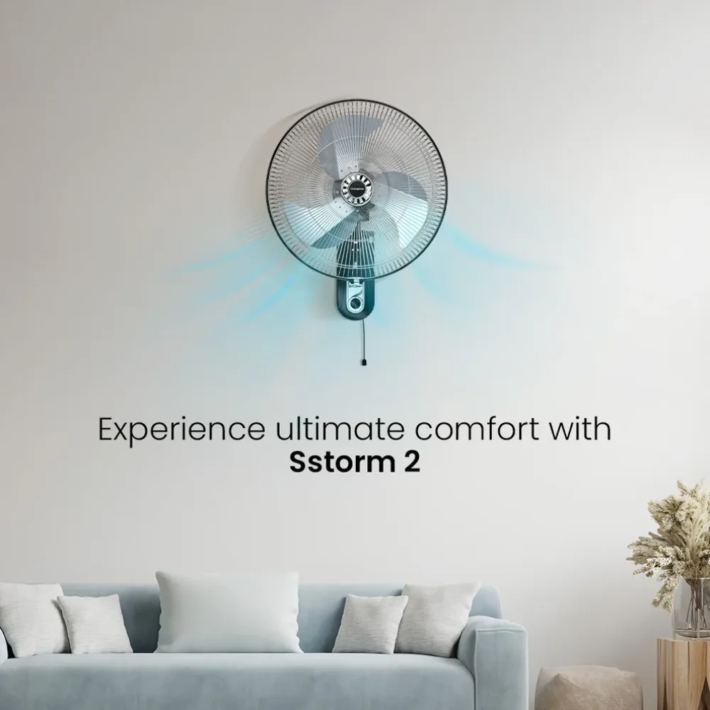 Storm WM INH Wall Mounted Fan | 450mm | Black | Crompton