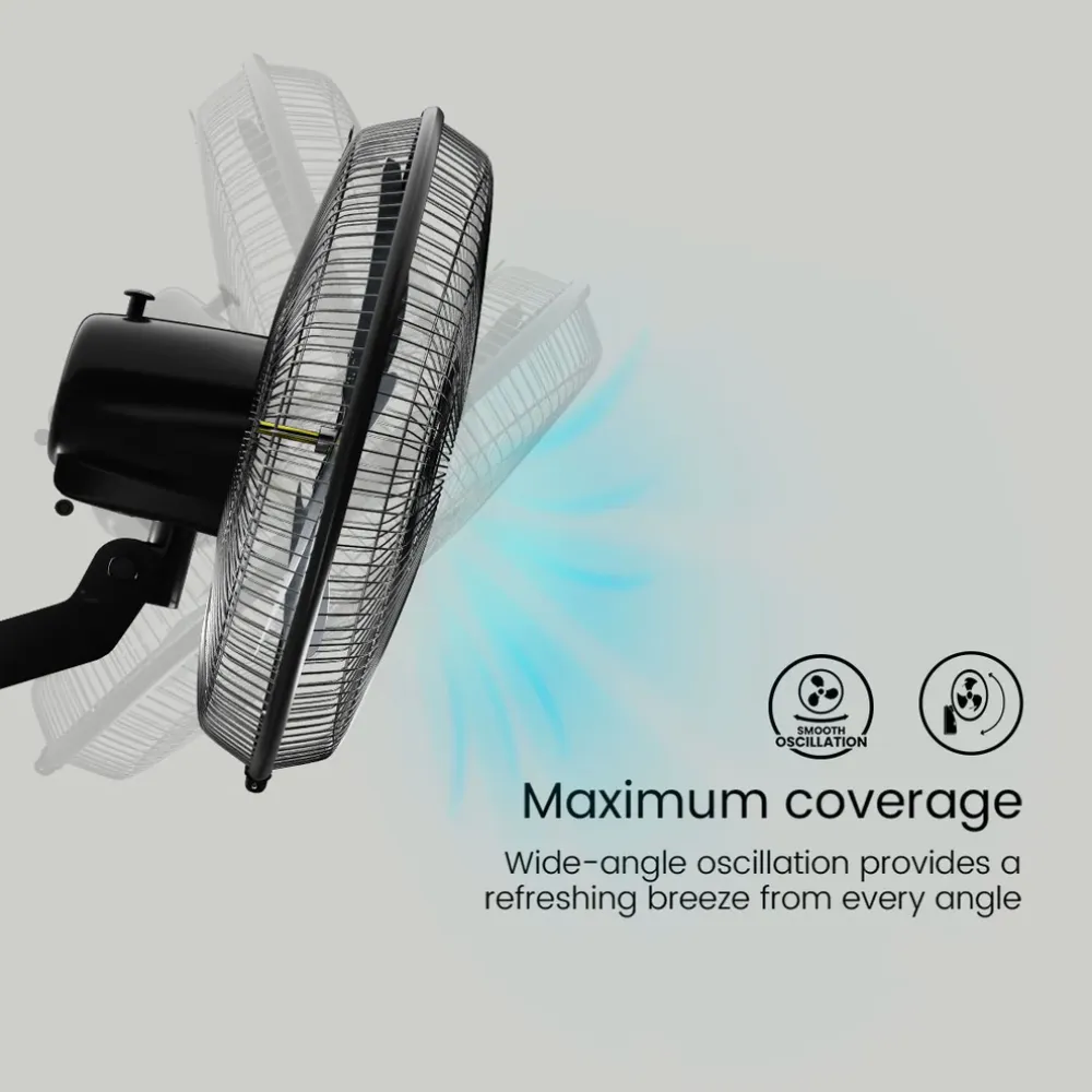 Storm WM INH Wall Mounted Fan | 450mm | Black | Crompton