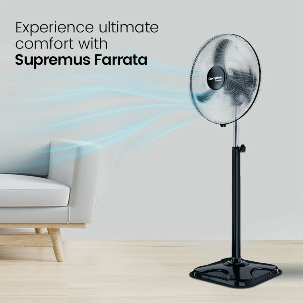 Supremus Farrata Pedestal Fan| 400mm | Black | Crompton