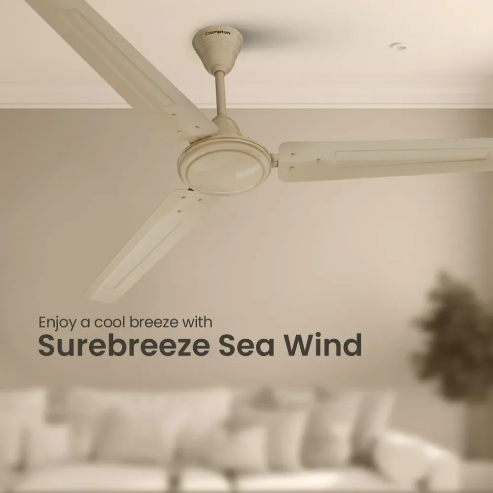 Surebreeze Sea Wind Ceiling Fan | 1200mm |Ivory | Crompton