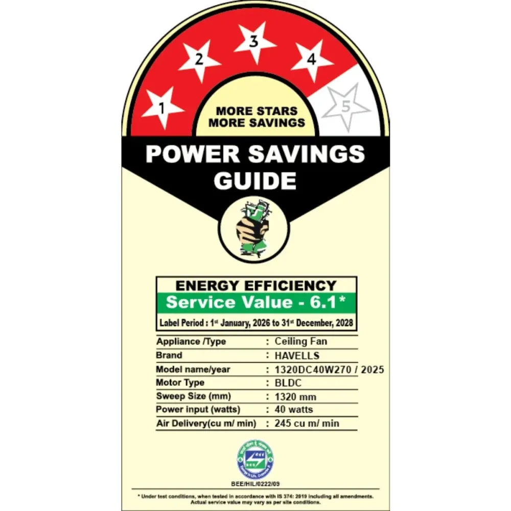 Albus Underlight Smart Ceiling Fan |1320mm |BLDC |Smoke Brown Wood |Remote Control |Havells