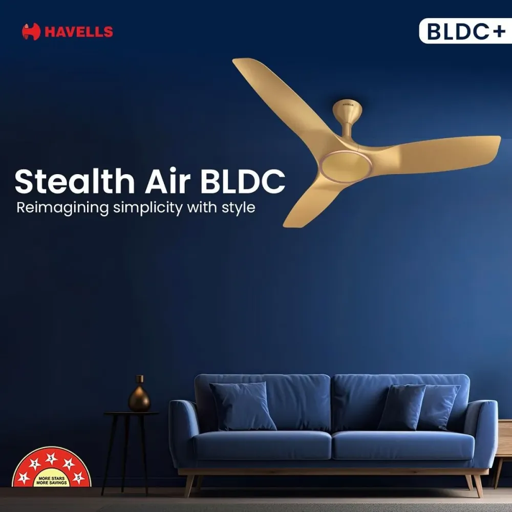 Stealth Air  Ceiling Fan |1200mm BLDC+ | Remote Control | Havells