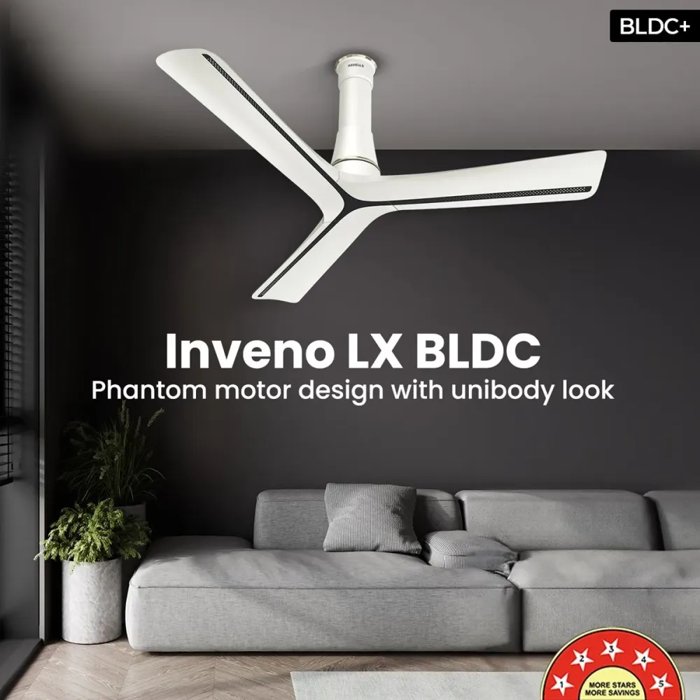 Inveno LXCeiling Fan | 1200mm  BLDC+ | Remote Control | Havells