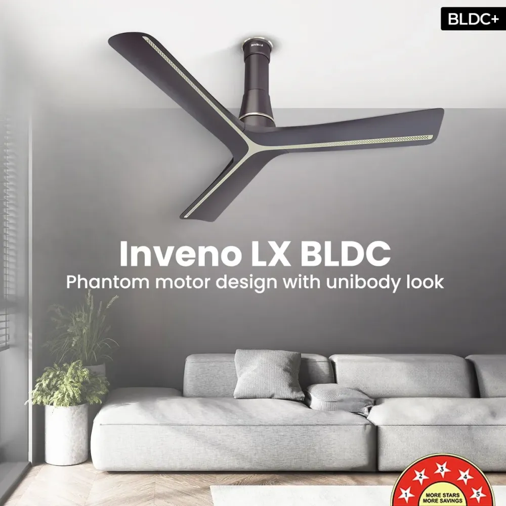 Inveno LXCeiling Fan | 1200mm  BLDC+ | Remote Control | Havells