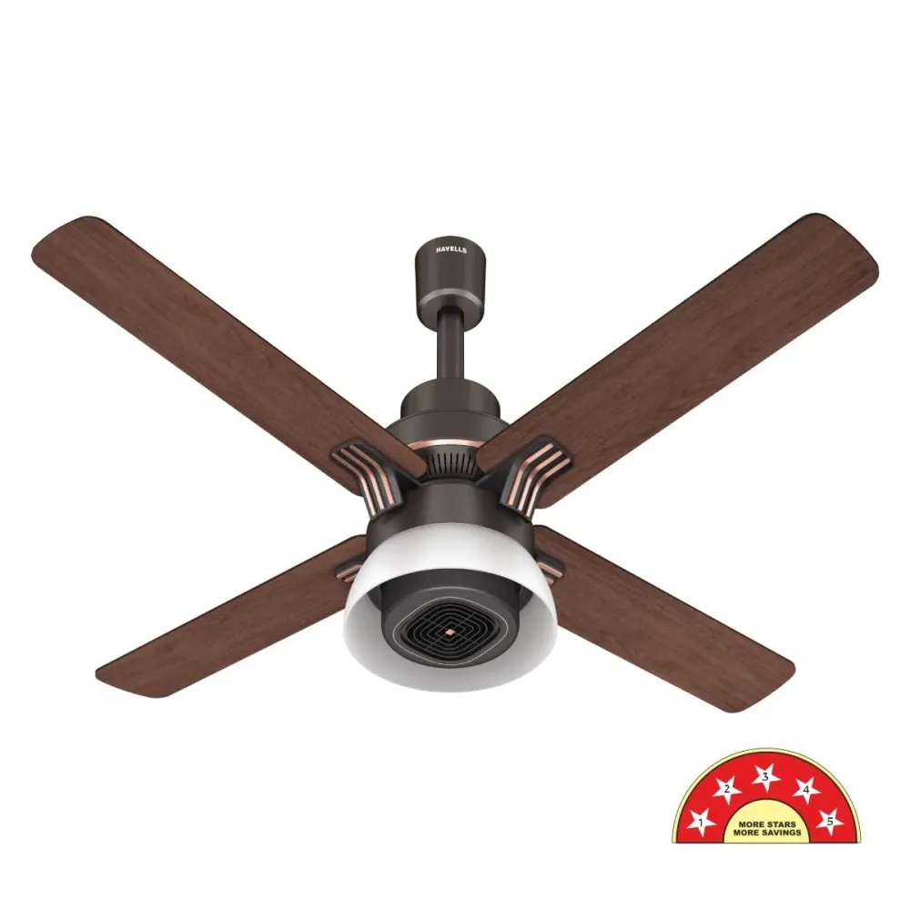 Florette All Weather Ceiling Fan | 1320mm BLDC+ | Pinewood/Walnut Wood | Havells