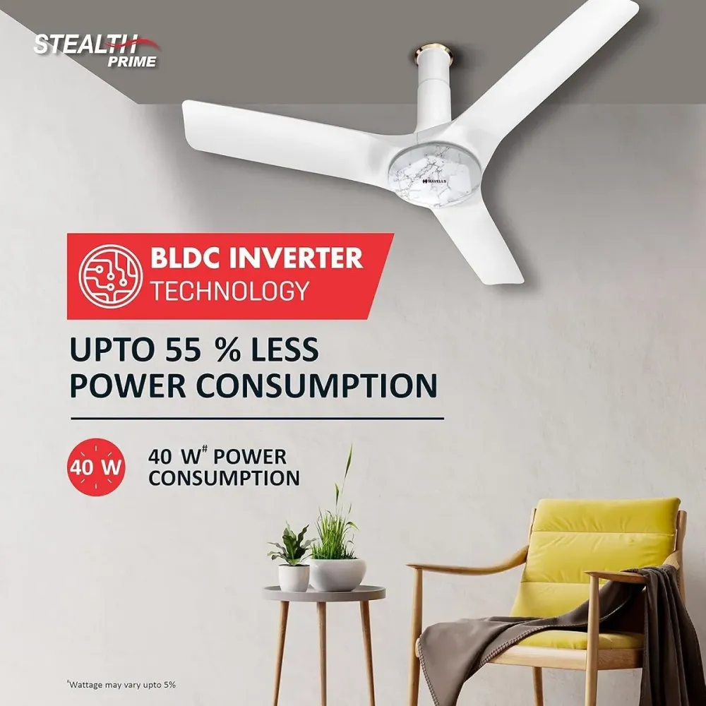 Stealth Prime  Ceiling Fan | 1200mm BLDC+ | Remote Contro l Havells