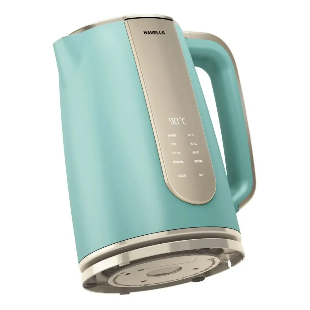 Electric Kettle |1.5 L |1600W |Live Temperature Display |Blue & Gold |Havells