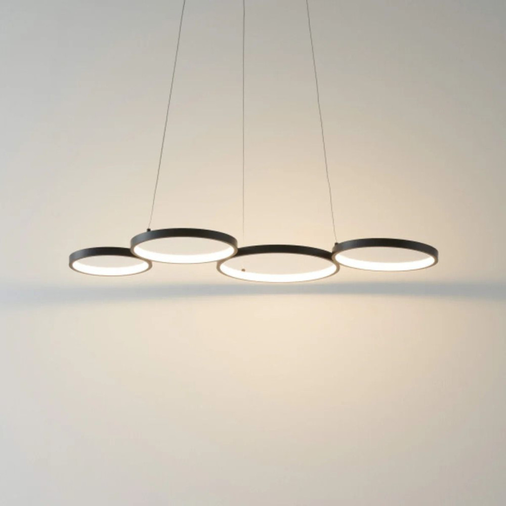 Black Metal LED Pendant Light – Minimalist 4-Circle Design | LED Pendant for Living & Dining Rooms | Jagmag Lights
