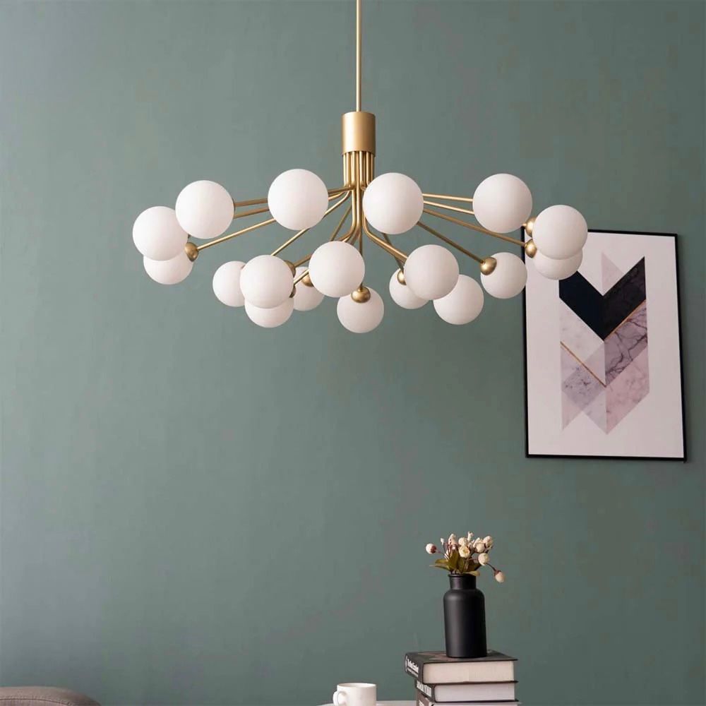 Gold Plated Pendant Lamp – Elegant 18 Ball Design | Decorative Lighting for Living Room, Dining | Jagmag Lights