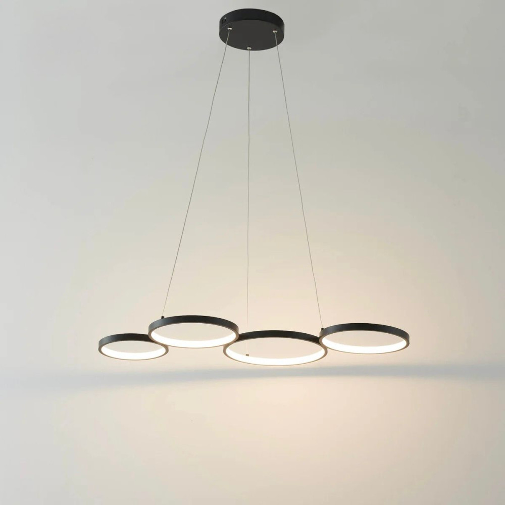 Black Metal LED Pendant Light – Minimalist 4-Circle Design | LED Pendant for Living & Dining Rooms | Jagmag Lights
