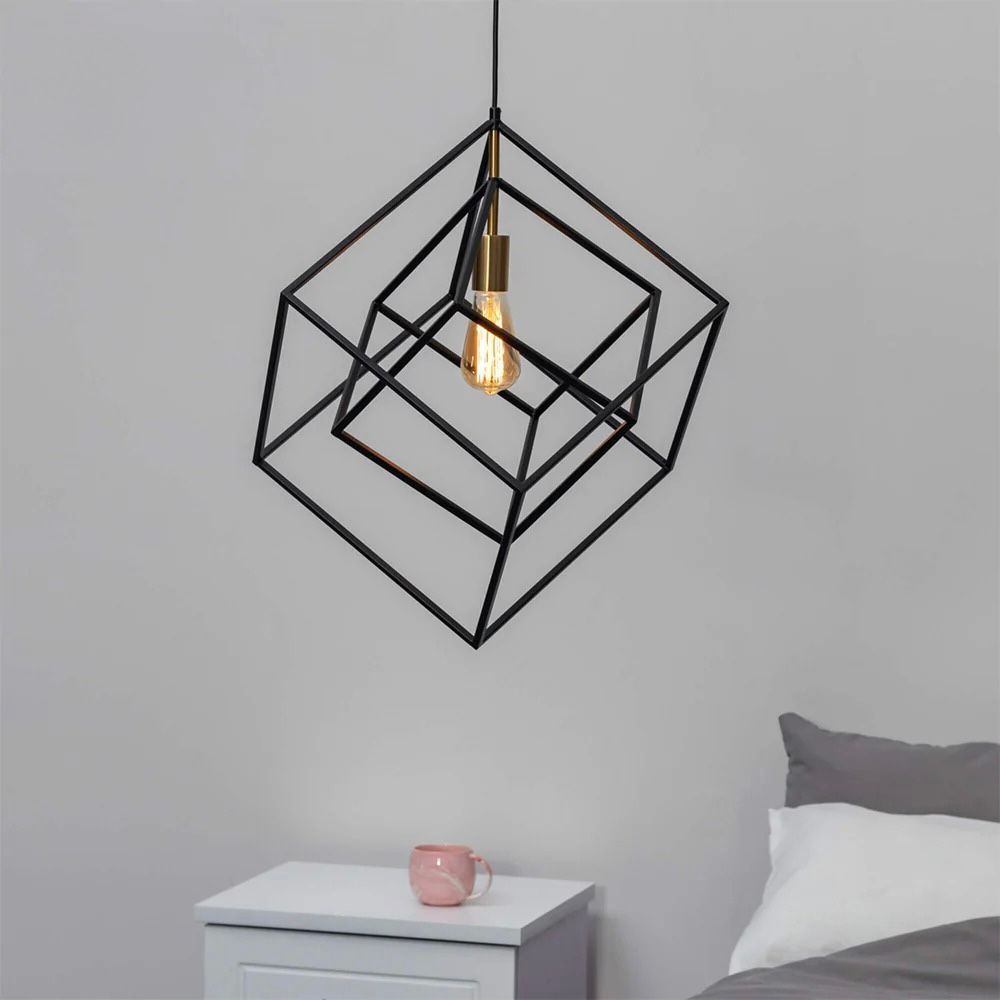 Stainless Steel Metal Pendant Light – Black Cage Design | Metal Pendant Light for Living Room, Dining Room | Jagmag Lights
