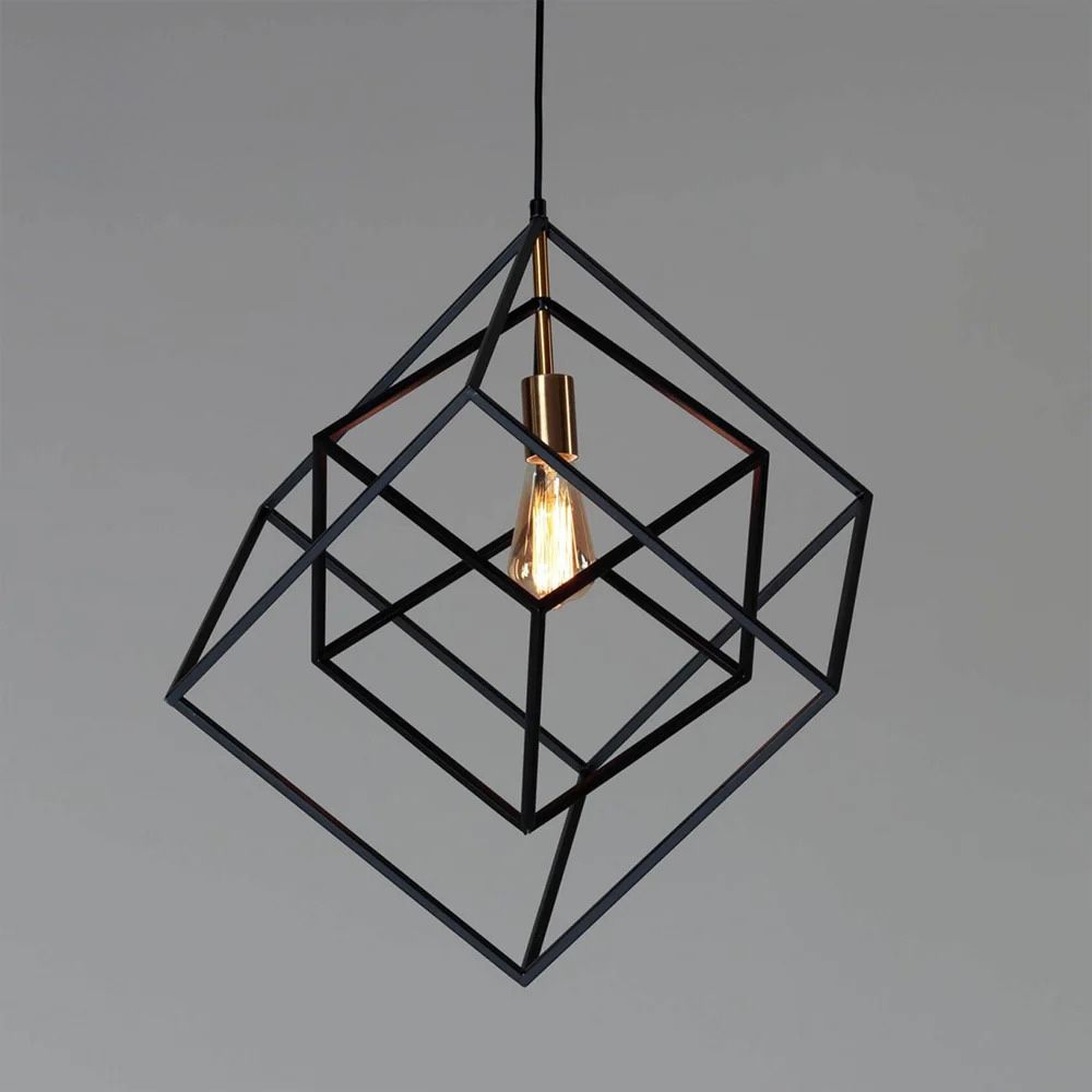 Stainless Steel Metal Pendant Light – Black Cage Design | Metal Pendant Light for Living Room, Dining Room | Jagmag Lights
