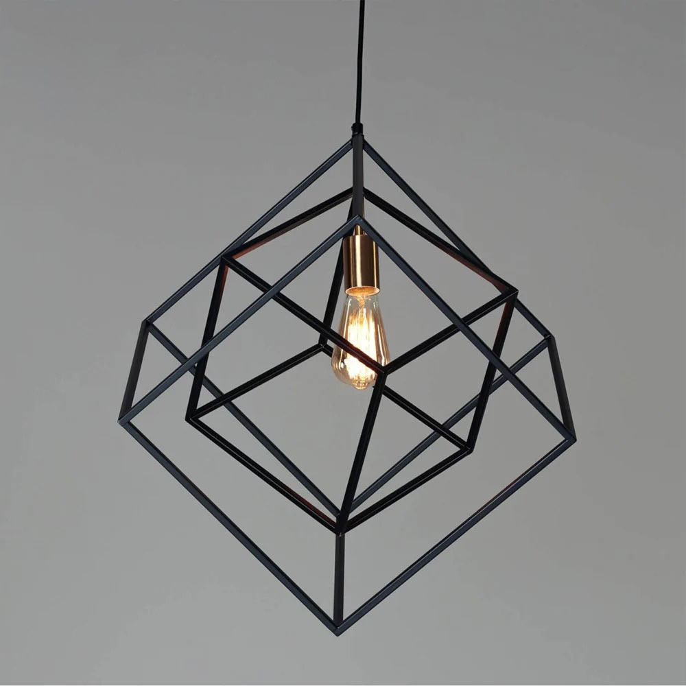 Stainless Steel Metal Pendant Light – Black Cage Design | Metal Pendant Light for Living Room, Dining Room | Jagmag Lights