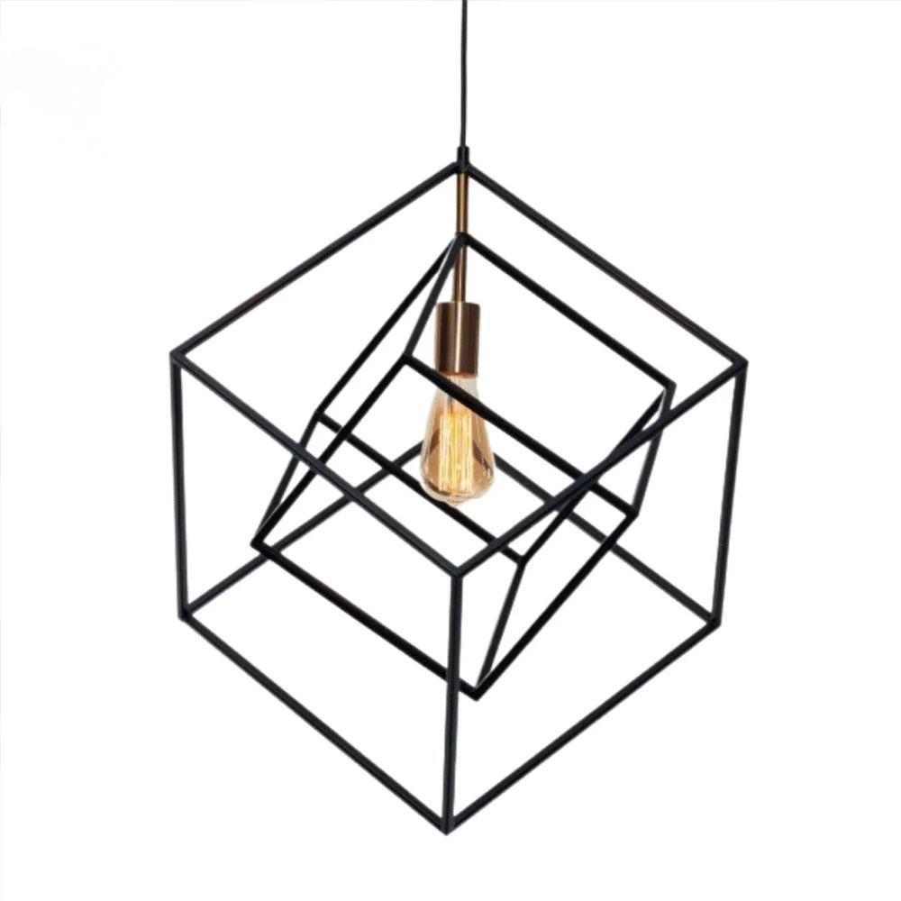 Stainless Steel Metal Pendant Light – Black Cage Design | Metal Pendant Light for Living Room, Dining Room | Jagmag Lights