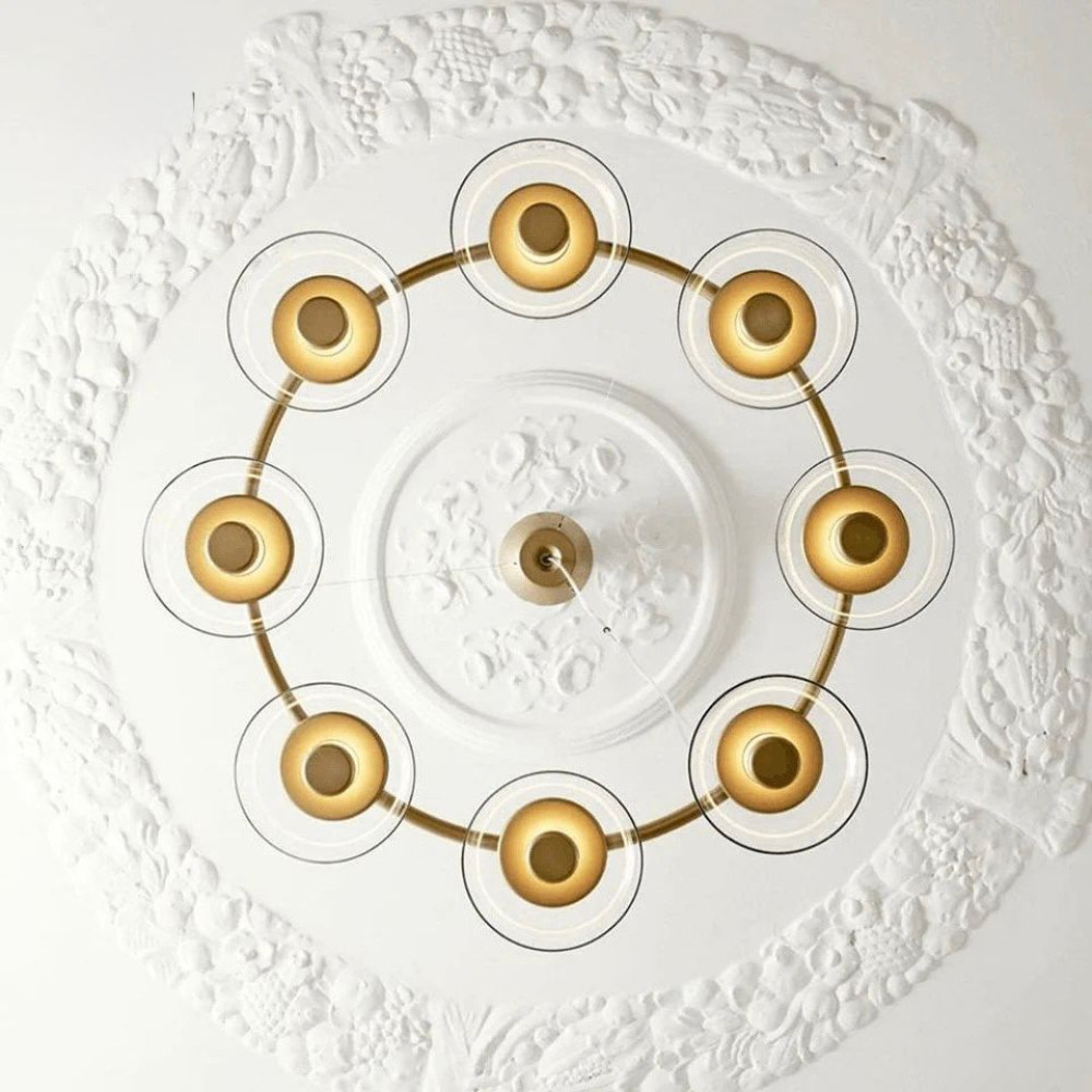 Jagmag Lights Solara LED Chandelier - 8 Lights, Brass Finish, 39.4-Inch Diameter - Bedroom, Small Living Room