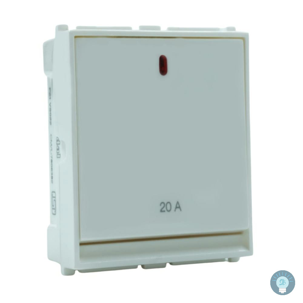 1Way Switch with Indicator (LED) | 16/20A | 1/2 Module| Goldmedal | Curve