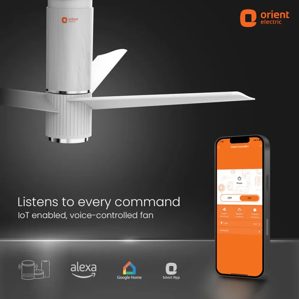 Aeroslim IOT Remote Fan with Light | 1200mm | Remote Control | Orient