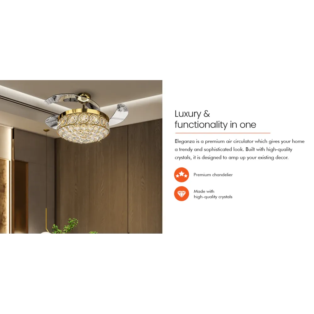 Eleganza Chandelier Ceiling Fan | 1200mm | Gold | Orient