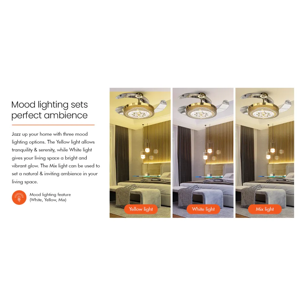 Eleganza Chandelier Ceiling Fan | 1200mm | Gold | Orient