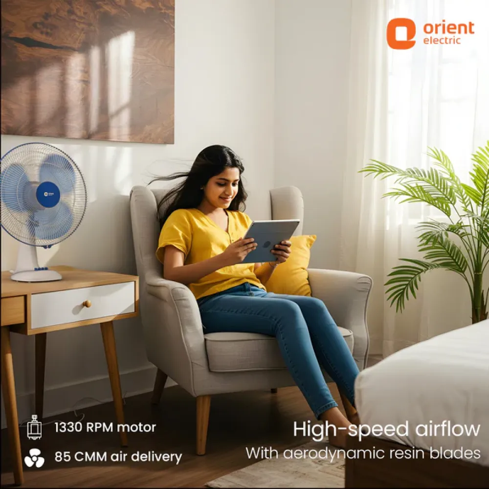 Desk 71 Table Fan | 400mm | White Blue | Orient