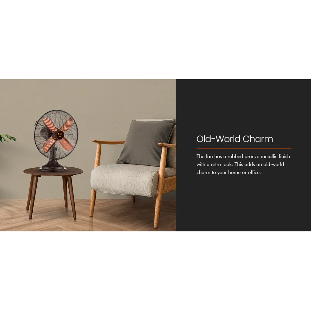 Retro T12 High-Speed Table Fan | Rubbed Bronze | 300mm | Orient