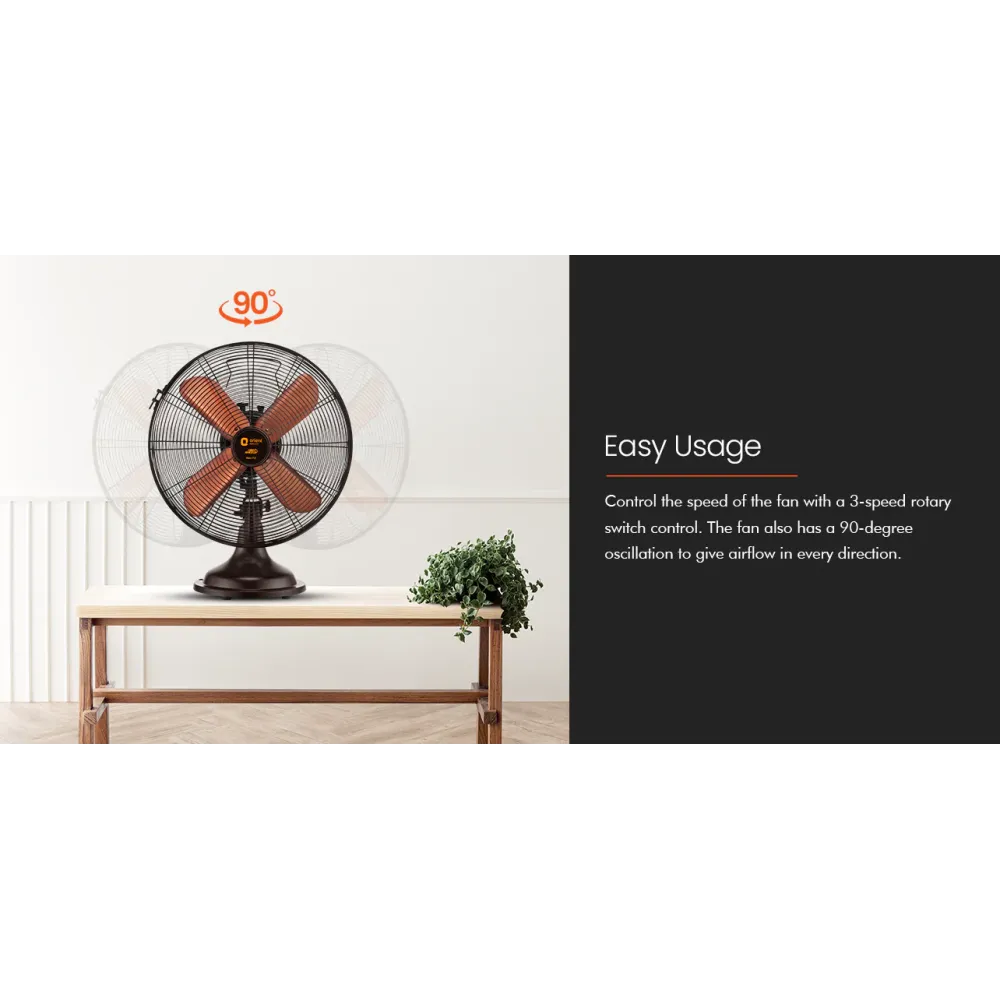 Retro T12 High-Speed Table Fan | Rubbed Bronze | 300mm | Orient