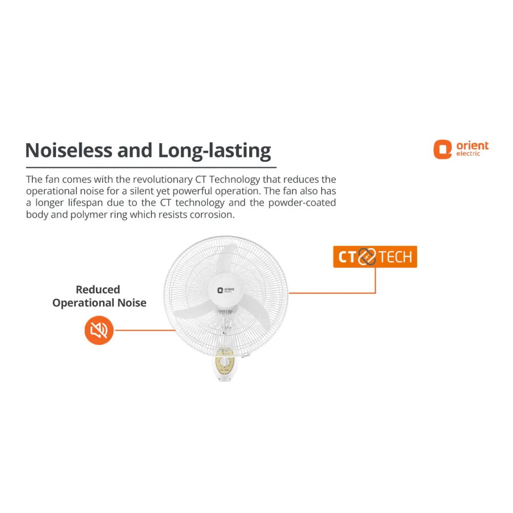 48 with CTX Technology Wall Fan | 450mm | Crystal White | Orient